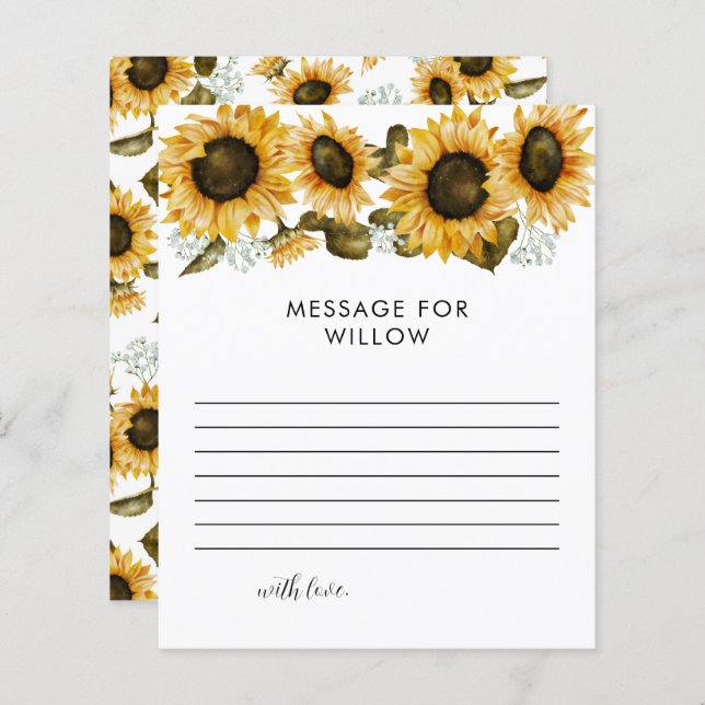 Sunflower Anniversaire heure Capsule Message Card (Devant / Derrière)