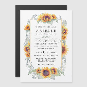 Sunflower Aquarelle magnétique Invitations de mari