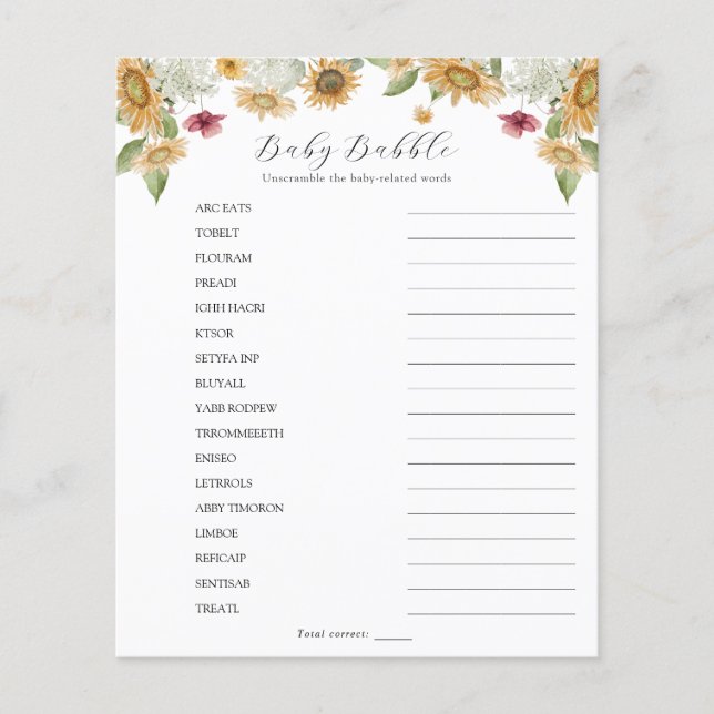 Sunflower Babble Mot Scramble (Devant)