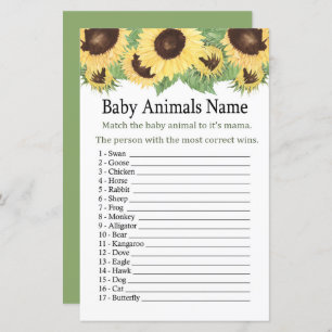 Sunflower Baby Animaux Nom Jeu
