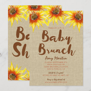 Sunflower, Baby Brunch, Baby shower Invitation