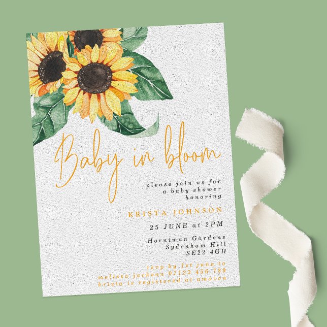 Sunflower Baby in Bloom Baby shower Invitation (Créateur téléchargé)