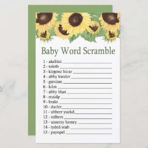 Sunflower Baby jeu de mots scramble
