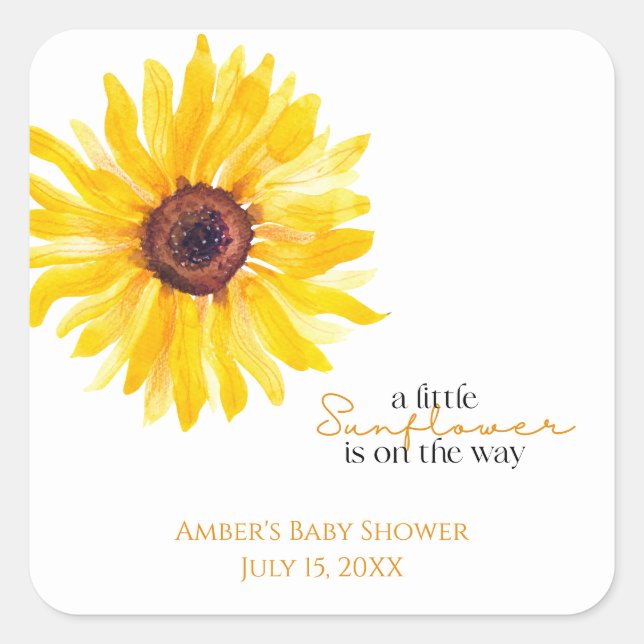 Sunflower Baby Shower Favor Stickers (Devant)