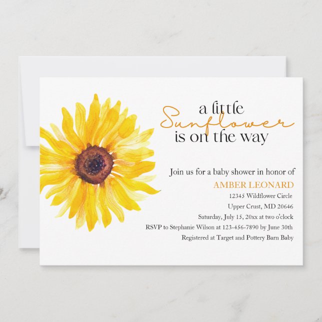 Sunflower Baby Shower Invitation | Editable Floral (Devant)