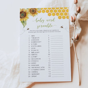 Sunflower Baby Word Scramble Baby shower Jeu