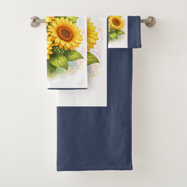 Sunflower Bath Towel Set Watercolor (En situation)