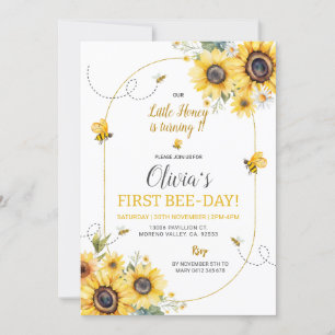 Sunflower Bee Girl Invitation Anniversaire