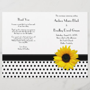 Sunflower Black White Polka Programme de mariage