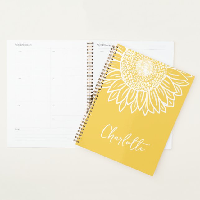Sunflower Bloom Moderne Nom Personnalisable (Devant avec enveloppe)