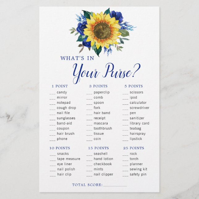 Sunflower Blue Floral Jeu de Fête des mariées de p (Devant)