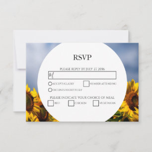 Sunflower Blue Sky Rustic Wedding Cartes RSVP