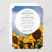 Sunflower Blue Sky Rustic Wedding Invitations