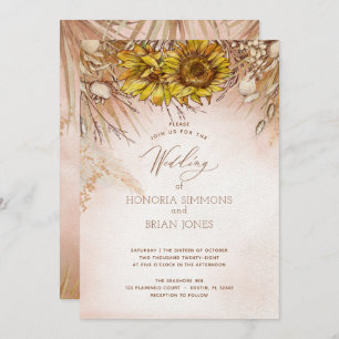 Sunflower Boho Bounty Weddingen Invitation