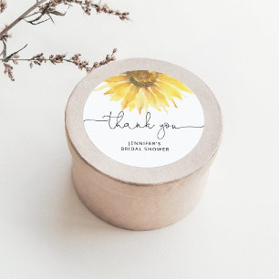 Sunflower bridal douche classique rond autocollant
