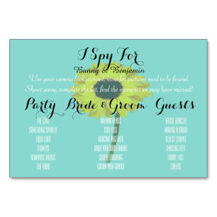 Sunflower Bride photo Mariage Table Cartes de jeu