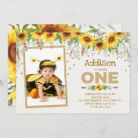Sunflower Bumblebee Première invitation anniversai