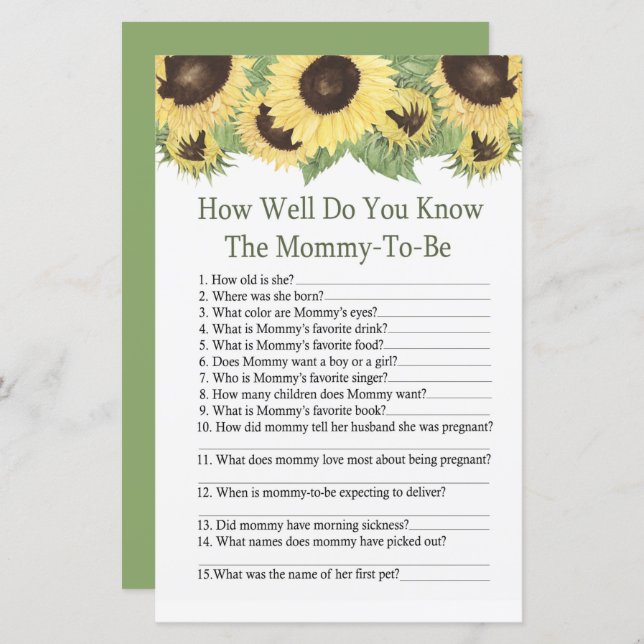 Sunflower Comme vous connaissez bien le jeu de bab (Devant / Derrière)