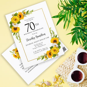 Sunflower Daisy 70th Birthday Party Invitation
