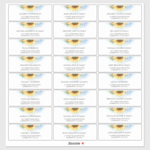 Sunflower Dusty Blue Guest Noms Étiquettes de adre