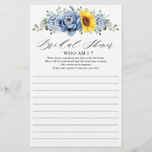 Sunflower Dusty Blue Slate Peony Qui Suis-Je Jeu