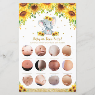 Sunflower Elephant Baby Bump ou Bière Belly Jeu