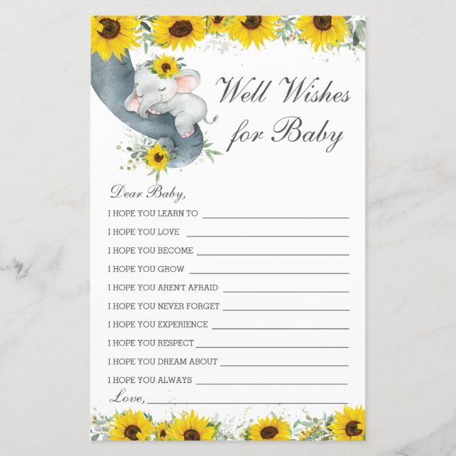 Sunflower Elephant Wives for Baby Message (Devant)