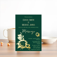 Sunflower Emerald or vert QR code Invitation
