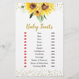 Sunflower est sur le chemin Baby shower Baby Trait