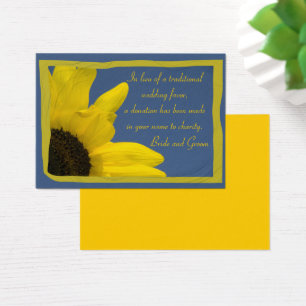 Sunflower et Blue Sky Mariage Charity Carte de pré