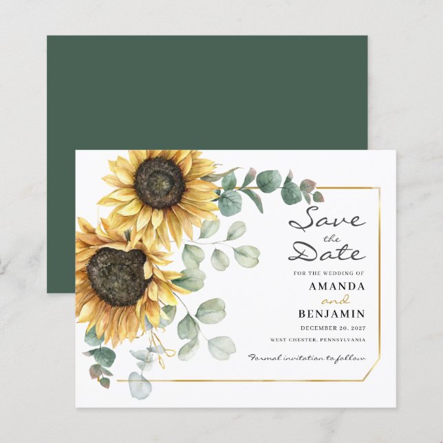 Sunflower Eucalyptus Enregistrer La Date Annonce (Devant / Derrière)
