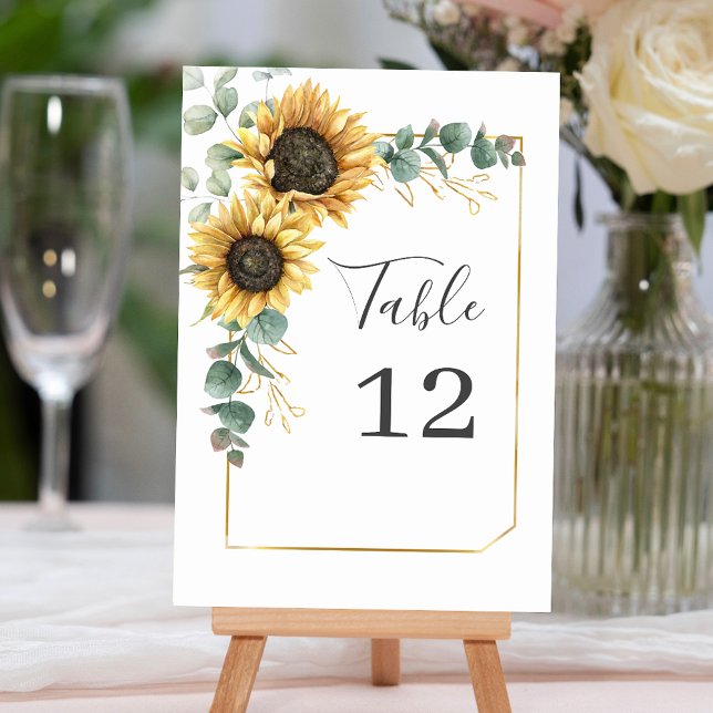 Sunflower Eucalyptus Floral Numéro de table person (Sunflower Eucalyptus Floral Custom Table Number)