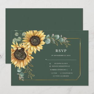 Sunflower Eucalyptus Greenery Wedding Carte RSVP