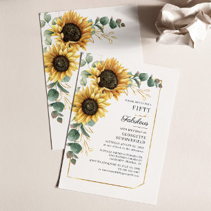 Sunflower Eucalyptus Invitation 50e anniversaire