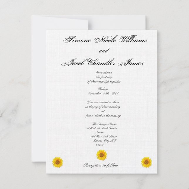 Sunflower Faire-part de mariage (Devant)