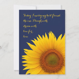 Sunflower Faire-part de mariage Navy bleu jaune