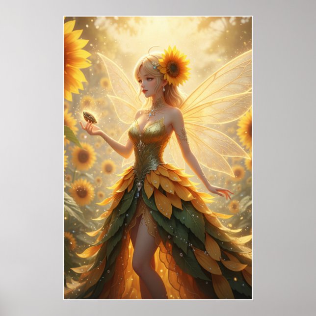 Sunflower Fairy Fantasy Illustration Poster (Devant)