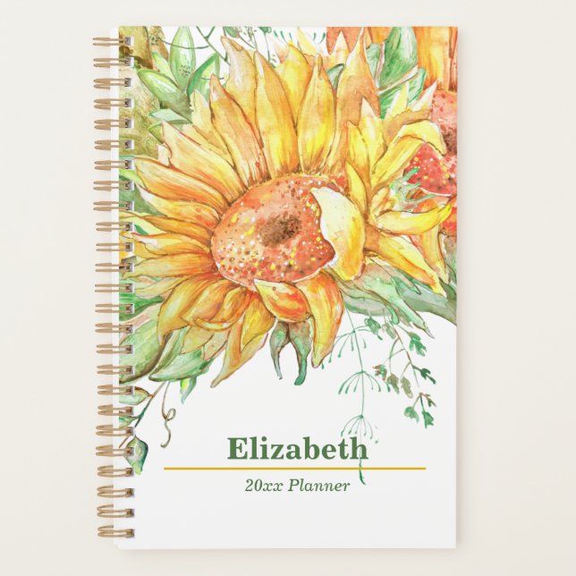 Sunflower Floral Boho annuel mensuel plan hebdomad (Devant)