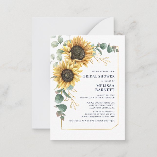 Sunflower Floral Bridal Shower Invitation (Devant)