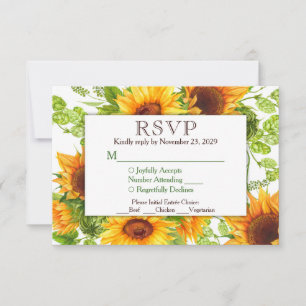 Sunflower Floral RSVP Réponse du Mariage avec repa
