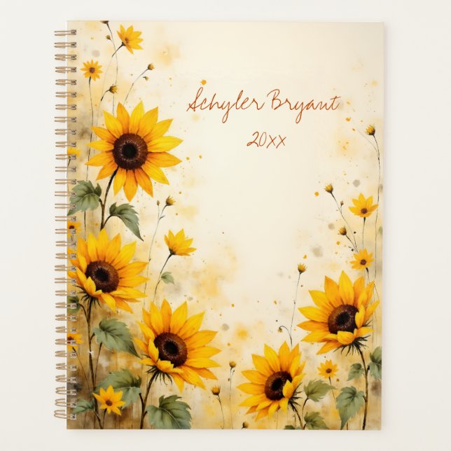  Sunflower Floral Spiral-Bound Botanical Print (Devant)