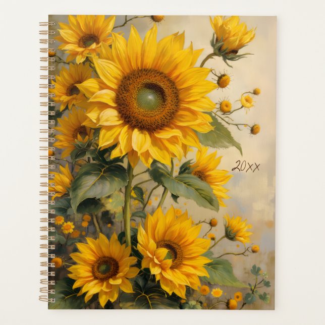 Sunflower Floral Spiral-Bound Planner Botanical (Devant)