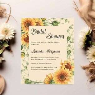 Sunflower florals Invitation de la douche nuptiale