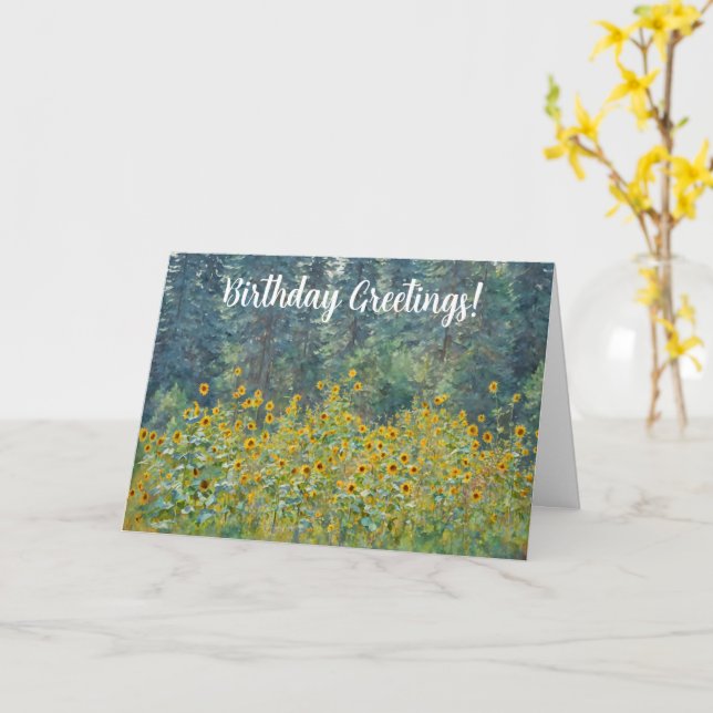 Sunflower Flower Wild Art Carte d'anniversaire (Fleur jaune)