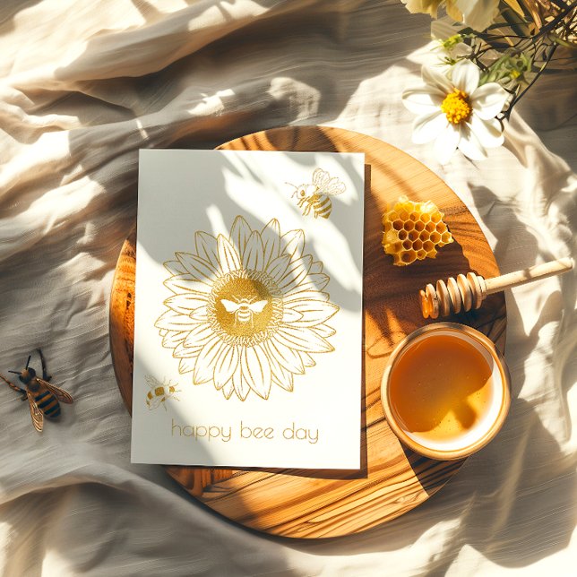 Sunflower Foil Bonne Bee Day Carte d'anniversaire (Créateur téléchargé)