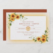 Sunflower Frame Wedding Invitation