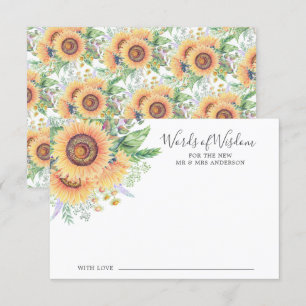 Sunflower Garden Bride carte des mots de sagesse