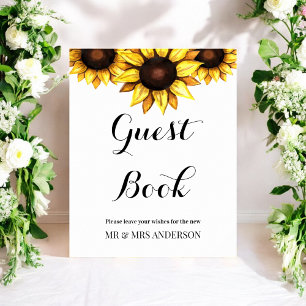 Sunflower Guest Book Mariage Signal Floral Poster