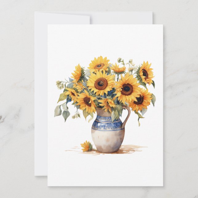 Sunflower Hello Carte de voeux personnalisée (Devant)