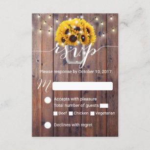 Sunflower Jar Grange Bois Mariage rustique RSVP
